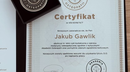 Certyfikat Akademii Osteopatii